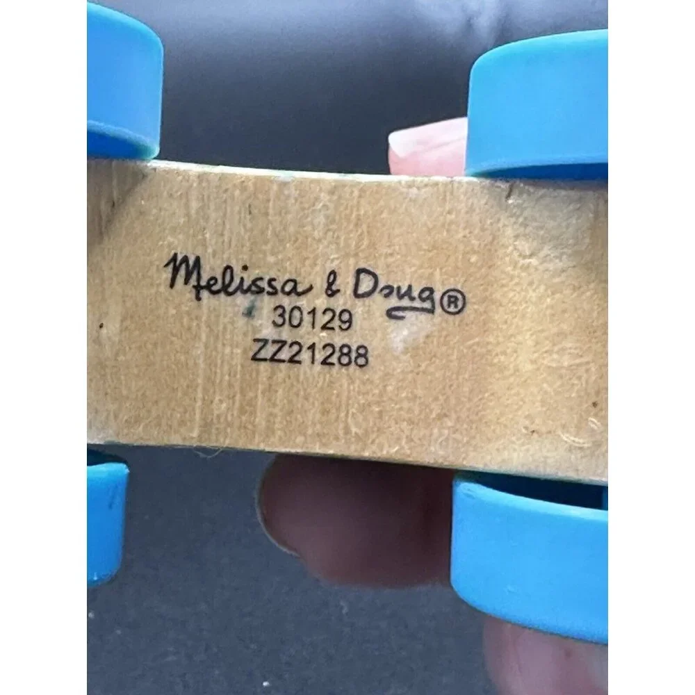 Melissa and Doug Stackable Car Wooden Toy orange cat driver blue‎ wheels 4”